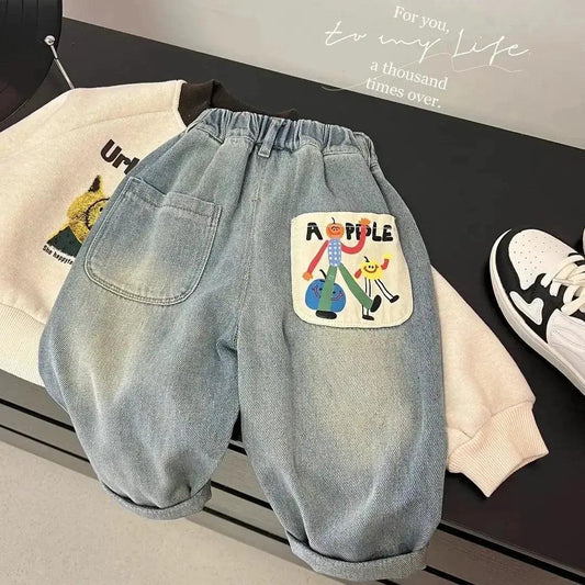  Toddler Denim Jeans Anime Pattern Elastic Waist Soft -  ToylandEU™