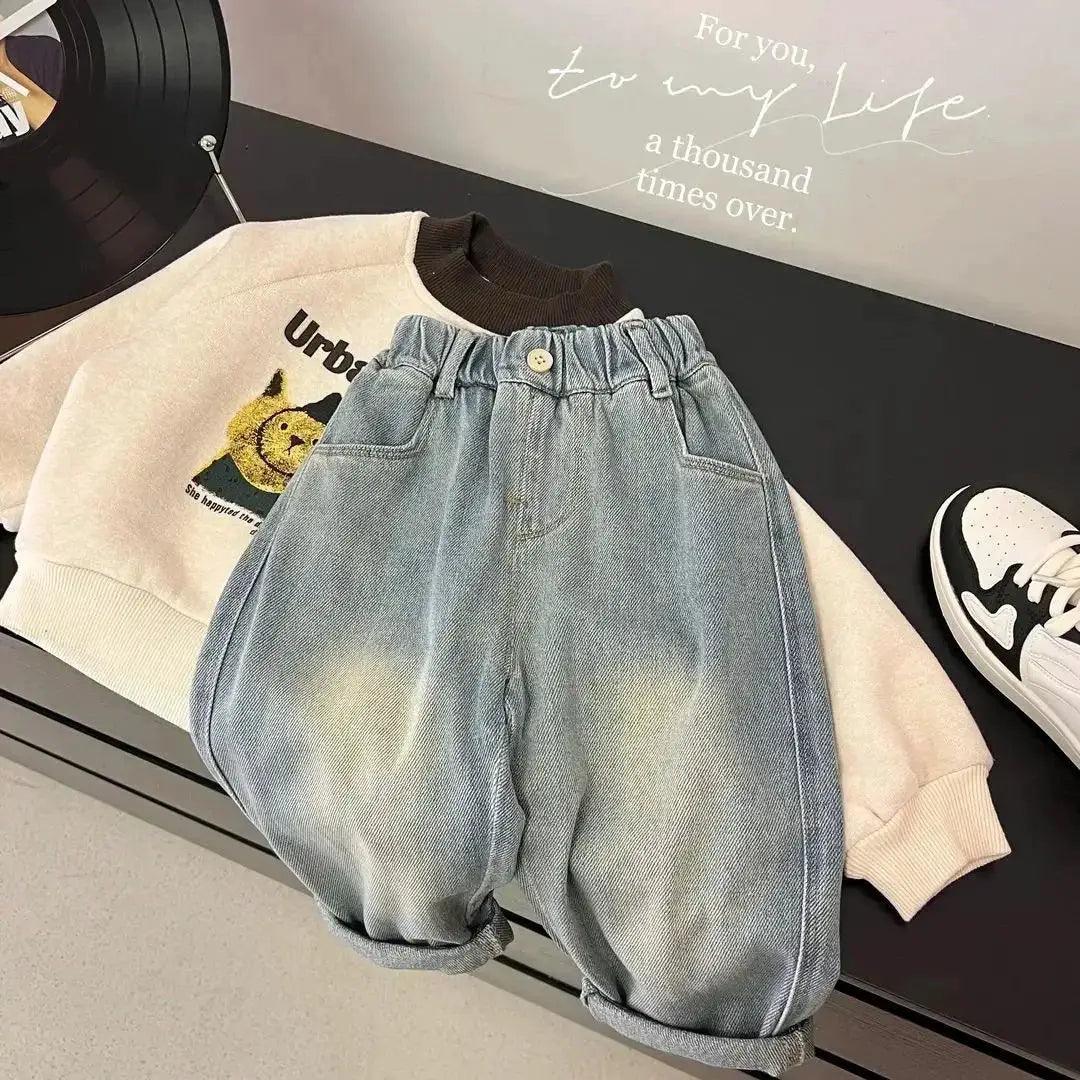  Toddler Denim Jeans Anime Pattern Elastic Waist Soft -  ToylandEU™