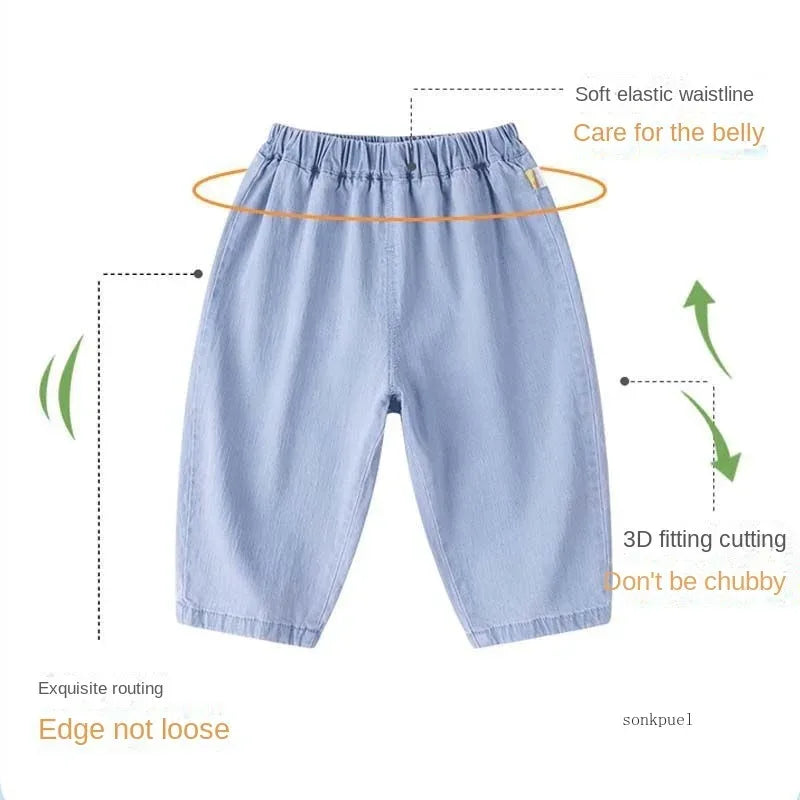 Toddler Denim Jeans Elastic Waist Loose Fit Soft Blue - ToylandEU