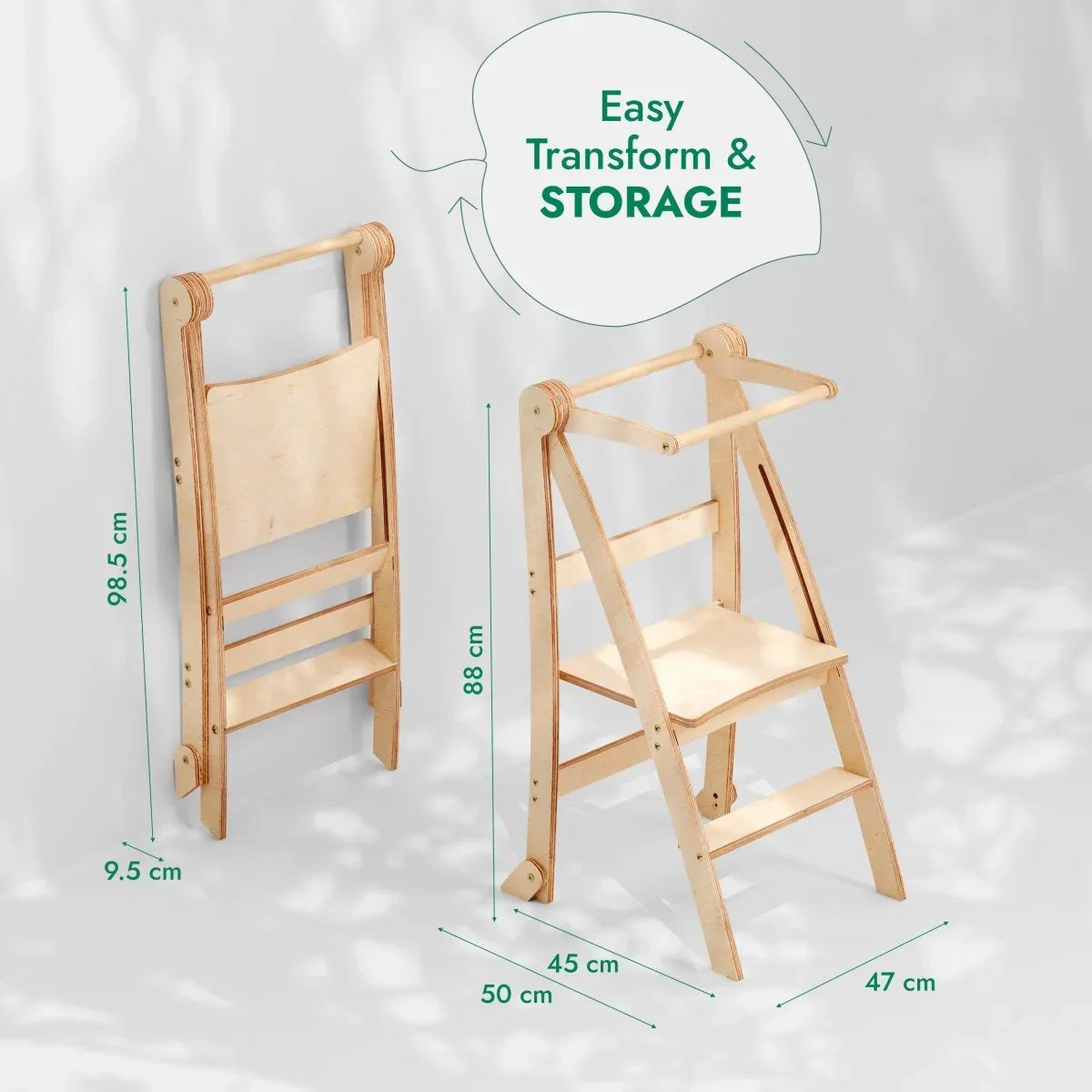Toddler Tower: Foldable Step Stool for Toddlers - Beige - ToylandEU