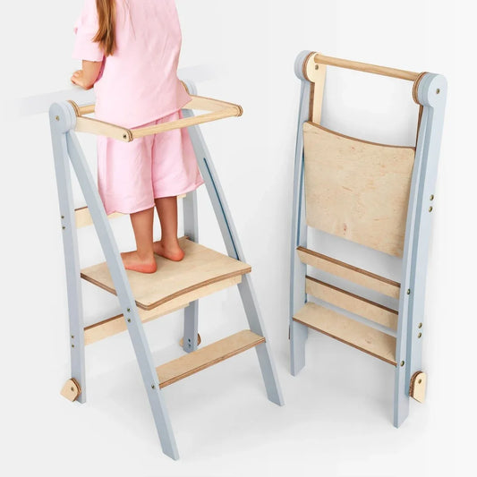 Toddler Tower: Foldable Step Stool for Toddlers - Gray - ToylandEU