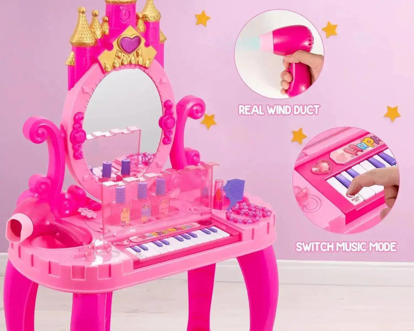  Toddler Vanity Set With Lights Adjustable Mirror Deluxe -  ToylandEU™