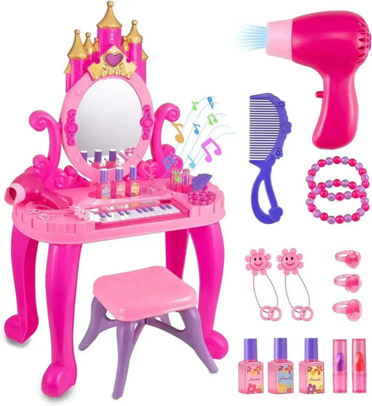  Toddler Vanity Set With Lights Adjustable Mirror Deluxe -  ToylandEU™