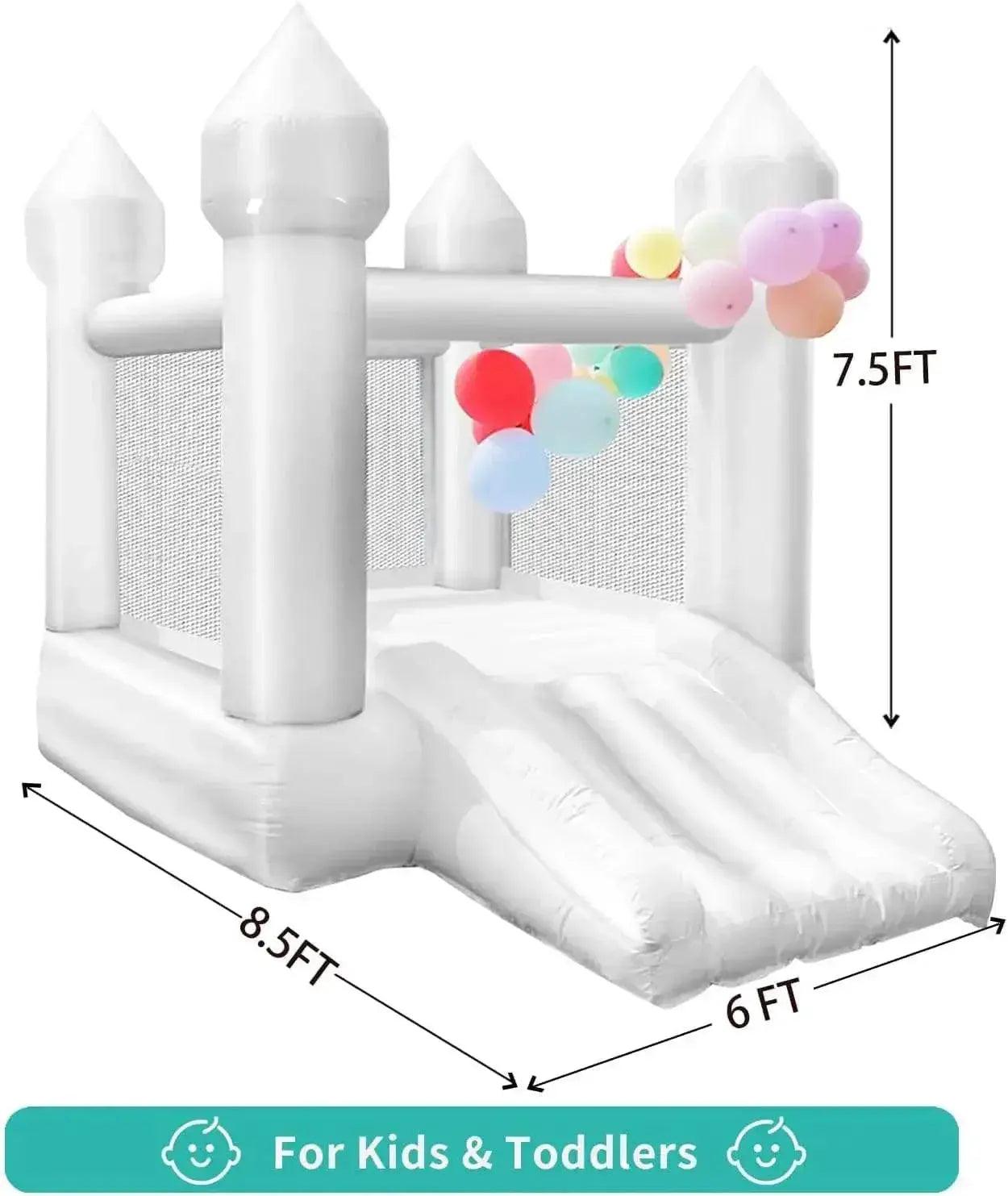  Toddlers Party 9x7x6ft Inflatable White Bounce House With Slide -  ToylandEU™