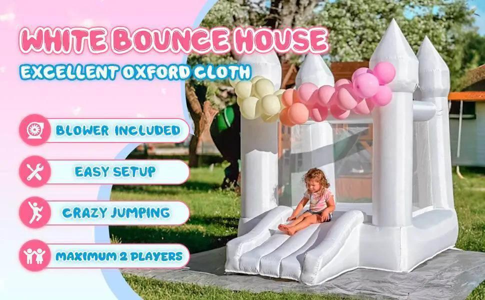  Toddlers Party 9x7x6ft Inflatable White Bounce House With Slide -  ToylandEU™
