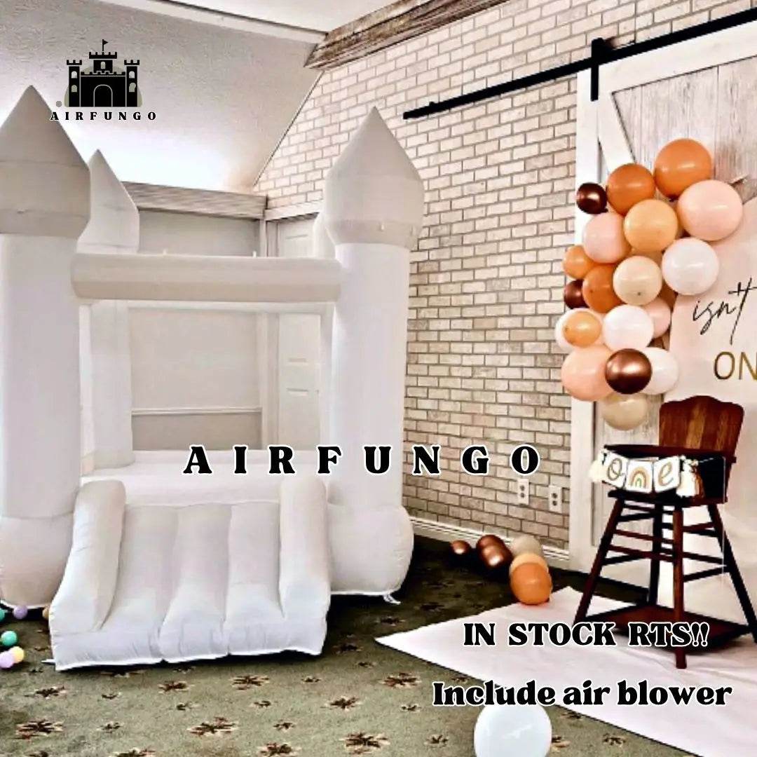 Toddlers Party 9x7x6ft Inflatable White Bounce House With Slide - ToylandEU