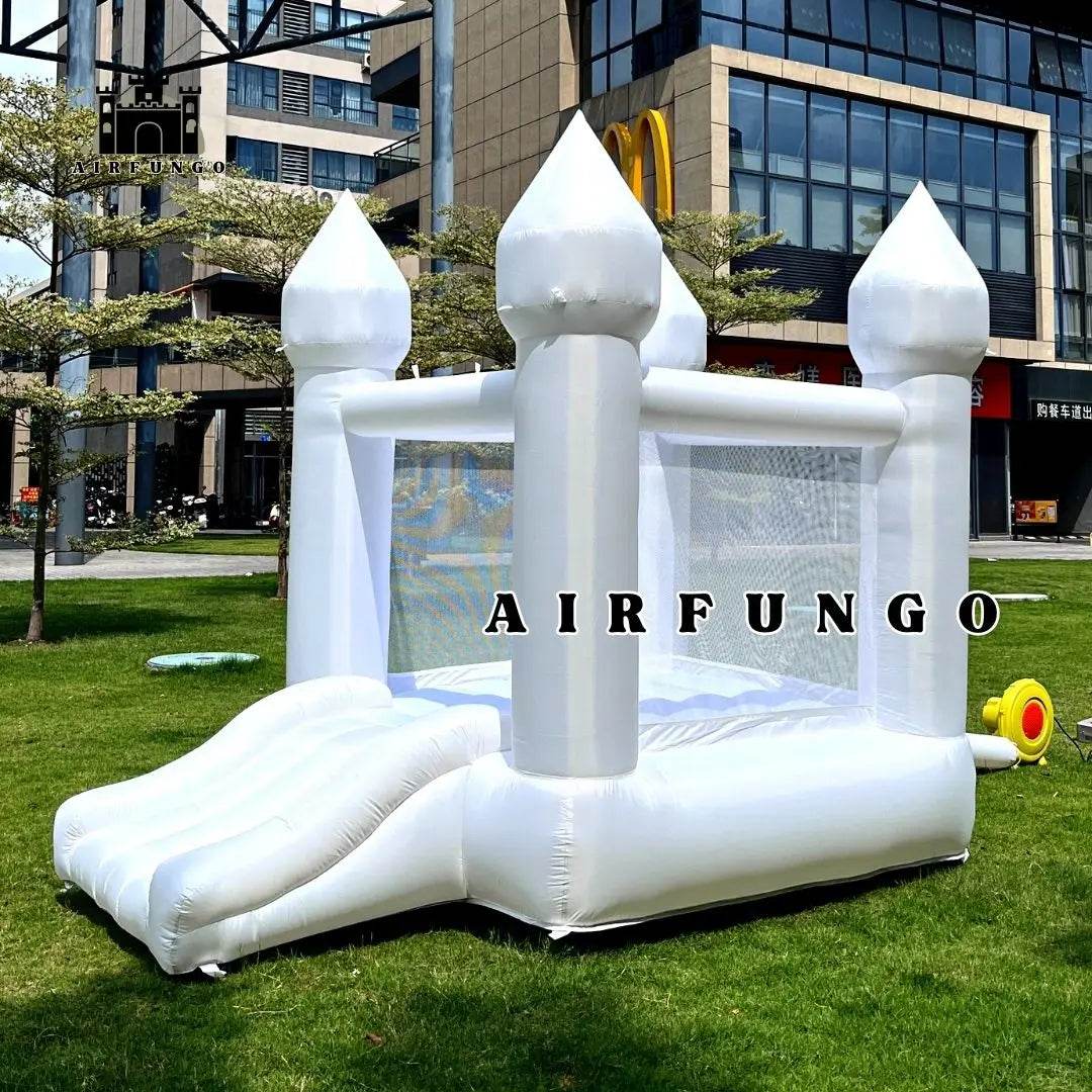 Toddlers Party 9x7x6ft Inflatable White Bounce House With Slide - ToylandEU
