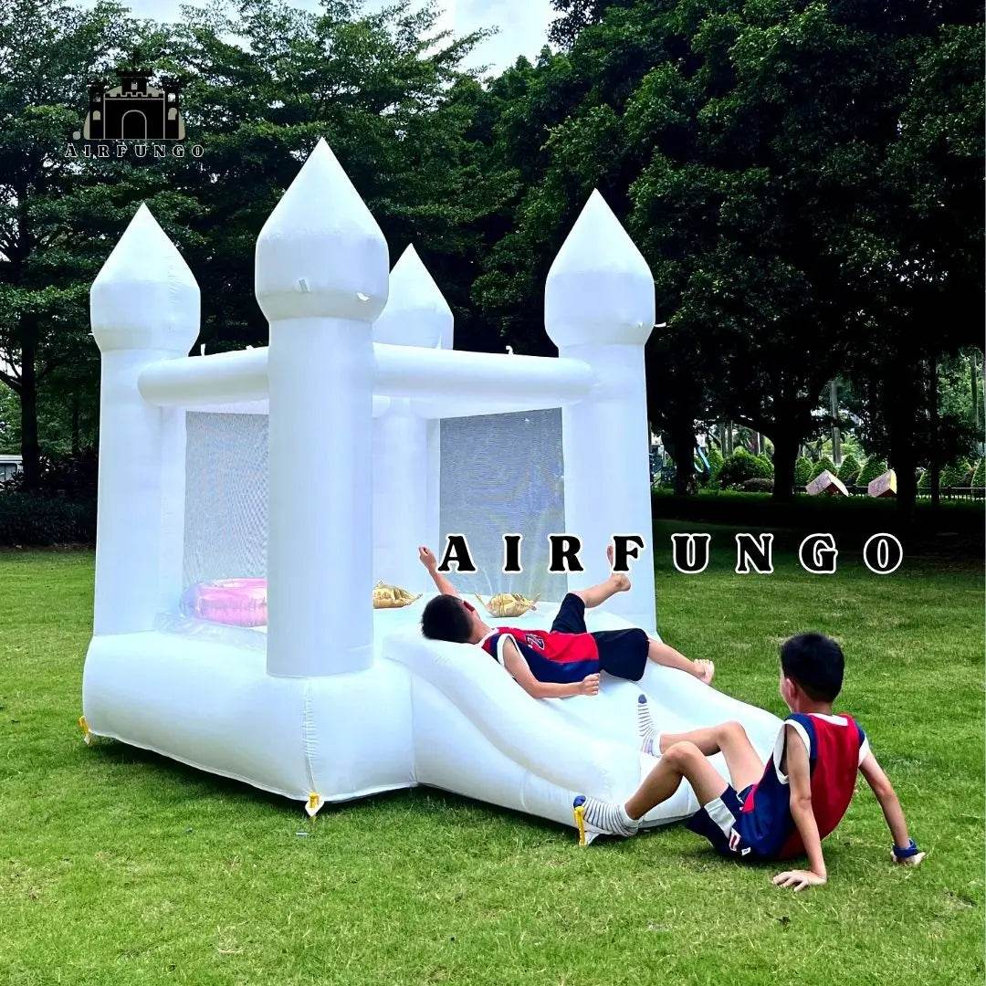 Toddlers Party 9x7x6ft Inflatable White Bounce House With Slide - ToylandEU