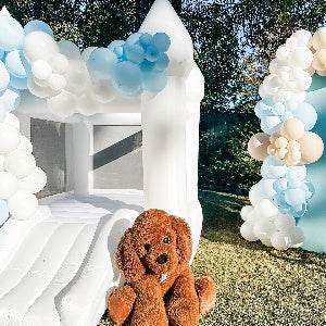 Toddlers Party 9x7x6ft Inflatable White Bounce House With Slide - ToylandEU