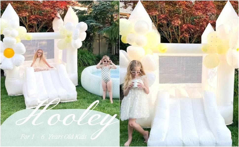 Toddlers Party 9x7x6ft Inflatable White Bounce House With Slide - ToylandEU