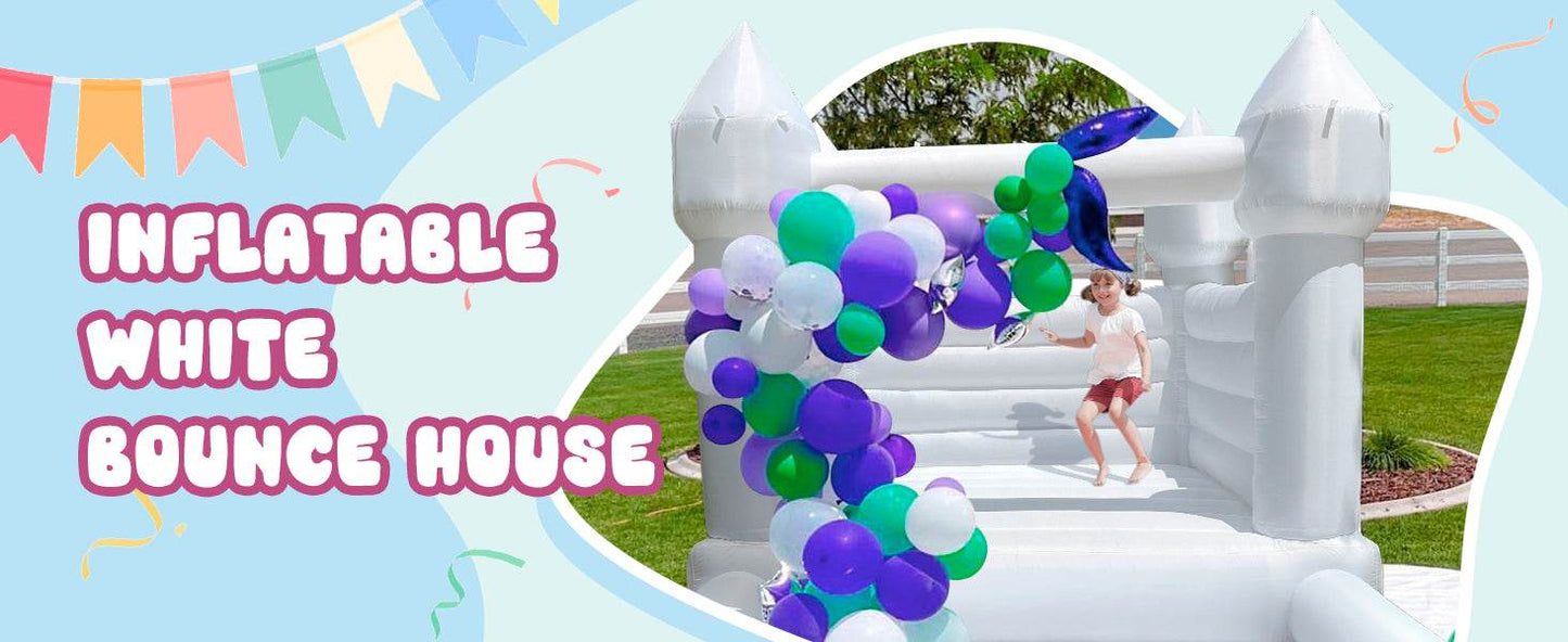 10x8ft Toddlers Party Inflatable White Bounce House With Slide - ToylandEU