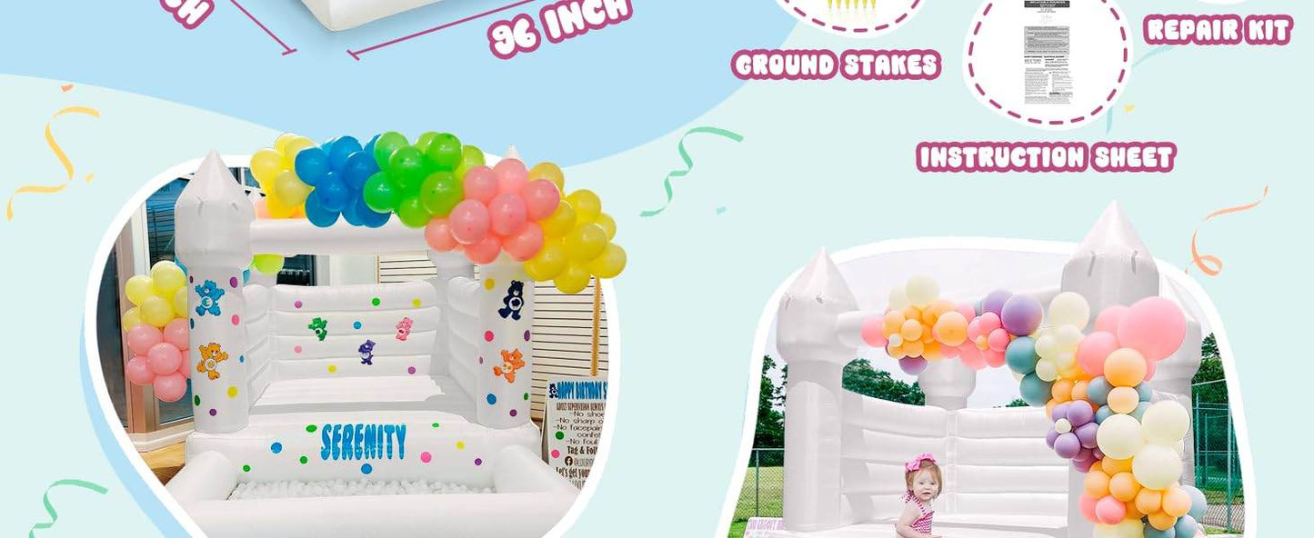 10x8ft Toddlers Party Inflatable White Bounce House With Slide - ToylandEU