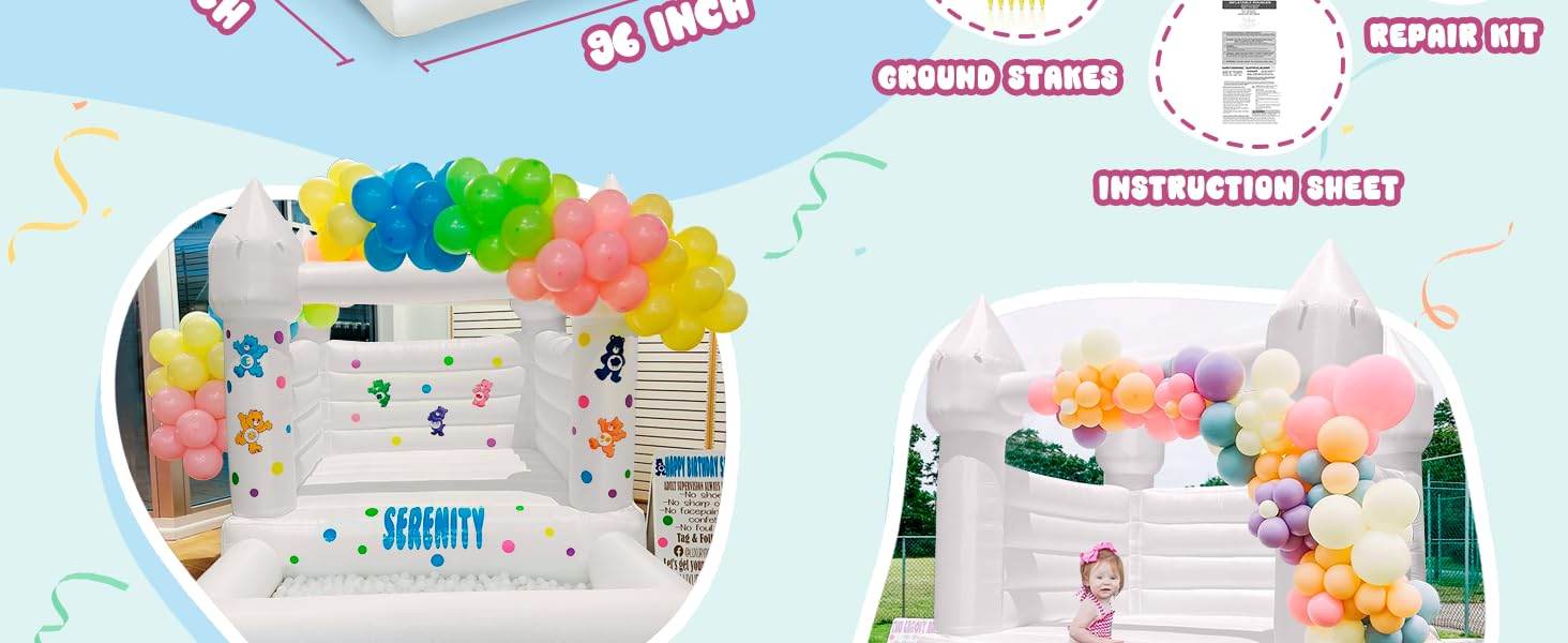10x8ft Toddlers Party Inflatable White Bounce House With Slide - ToylandEU