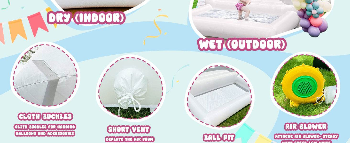 10x8ft Toddlers Party Inflatable White Bounce House With Slide - ToylandEU