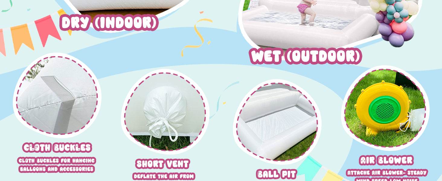 10x8ft Toddlers Party Inflatable White Bounce House With Slide - ToylandEU