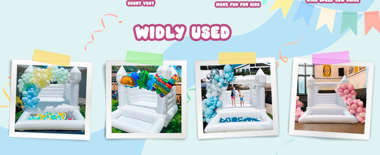 10x8ft Toddlers Party Inflatable White Bounce House With Slide - ToylandEU