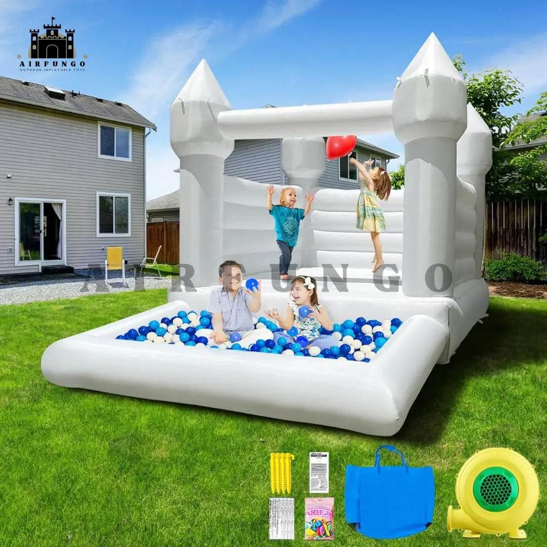 10x8ft Toddlers Party Inflatable White Bounce House With Slide - ToylandEU
