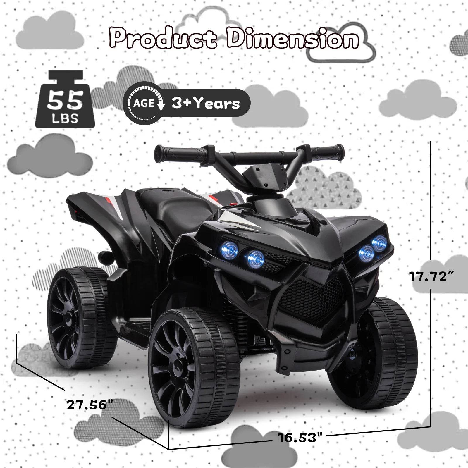 Top Kids 6V ATV Ride On With Led Lights For Young Riders - ToylandEU