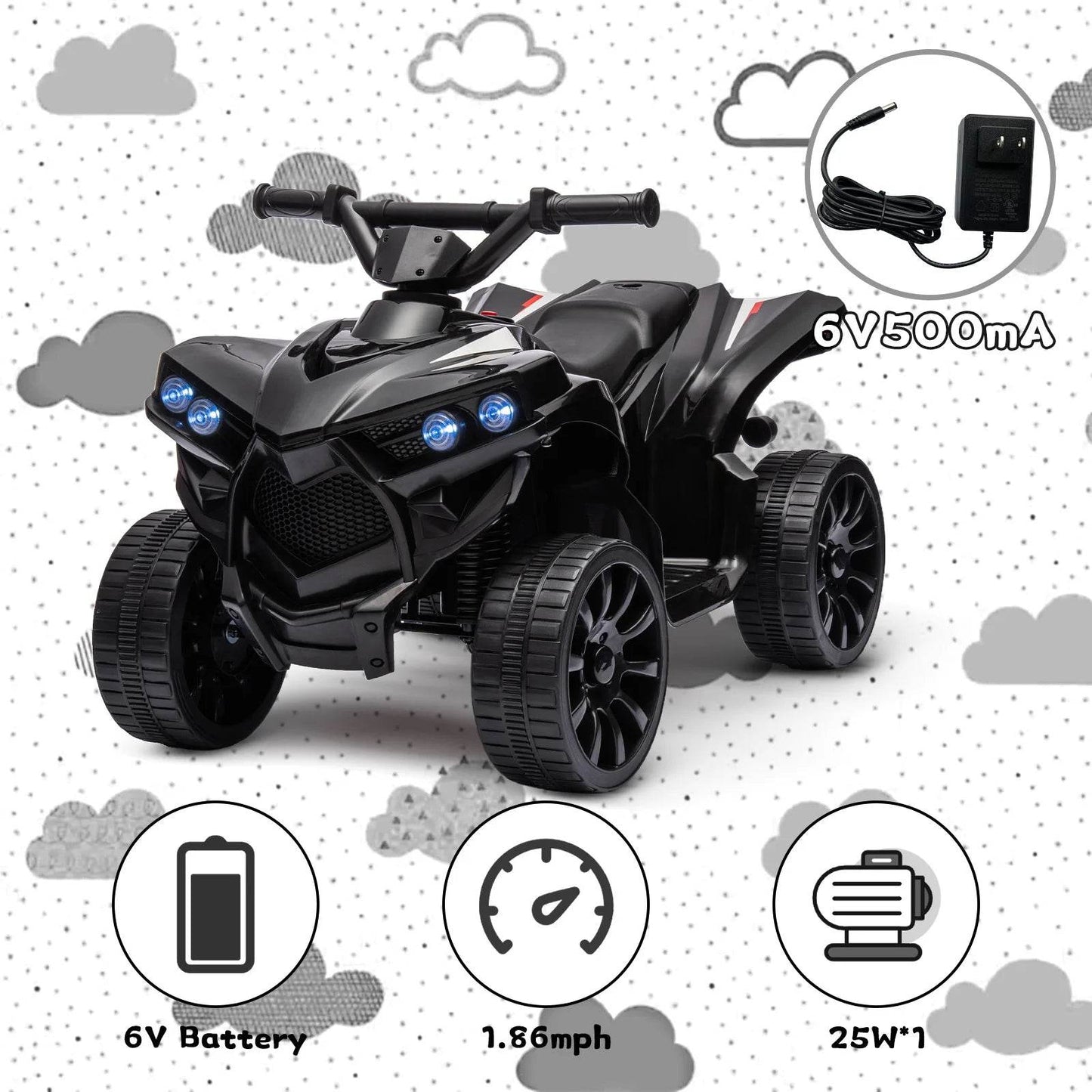 Top Kids 6V ATV Ride On With Led Lights For Young Riders - ToylandEU