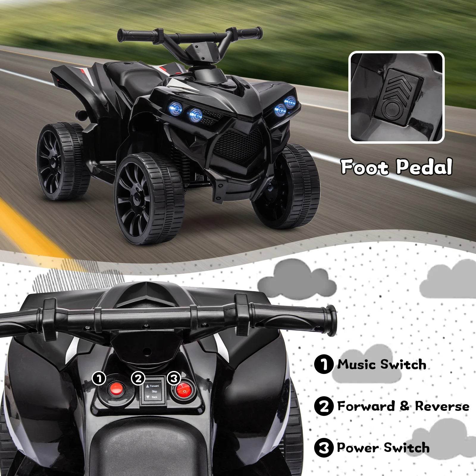 Top Kids 6V ATV Ride On With Led Lights For Young Riders - ToylandEU