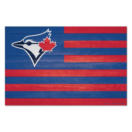 Toronto Blue Jays 11x17 Wood Flag Sign Wall Decor Display - ToylandEU