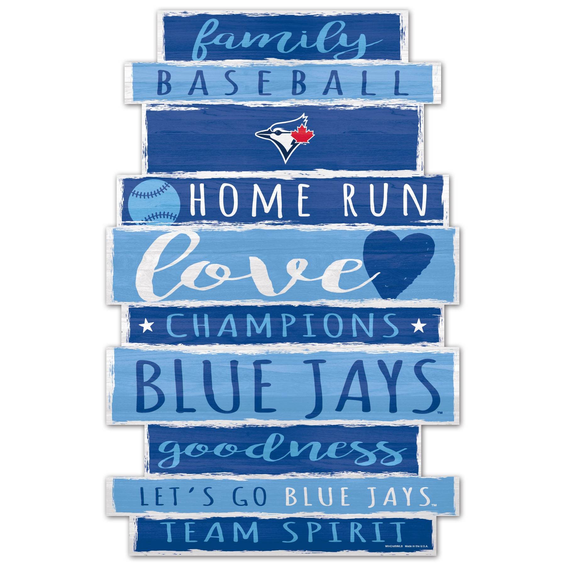 Toronto Blue Jays 11x17 Wood Sign Family Word Design - ToylandEU