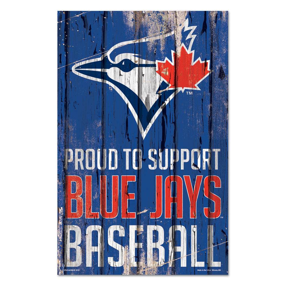 Toronto Blue Jays Sign 11x17 Wood Proud to Support Design - ToylandEU