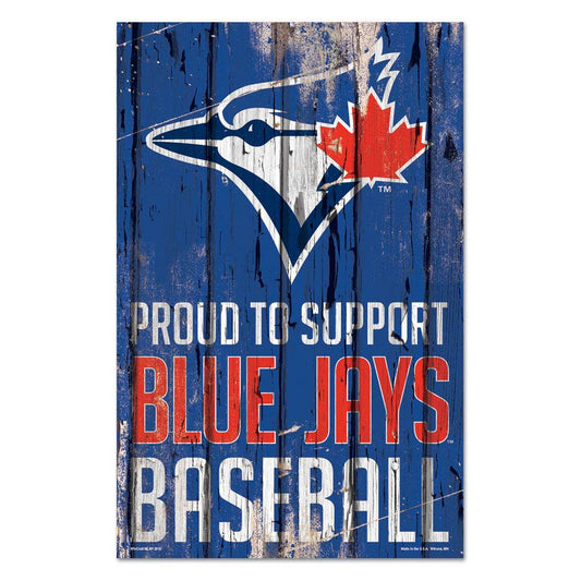 Toronto Blue Jays Sign 11x17 Wood Proud to Support Design - ToylandEU