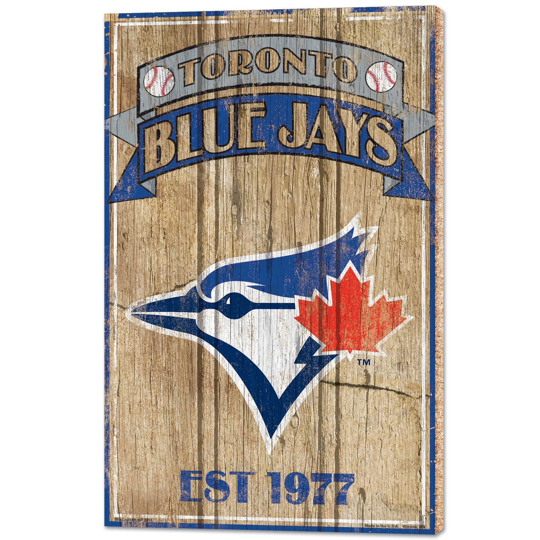 Toronto Blue Jays Sign 15x24 Wood Established Plaque - ToylandEU