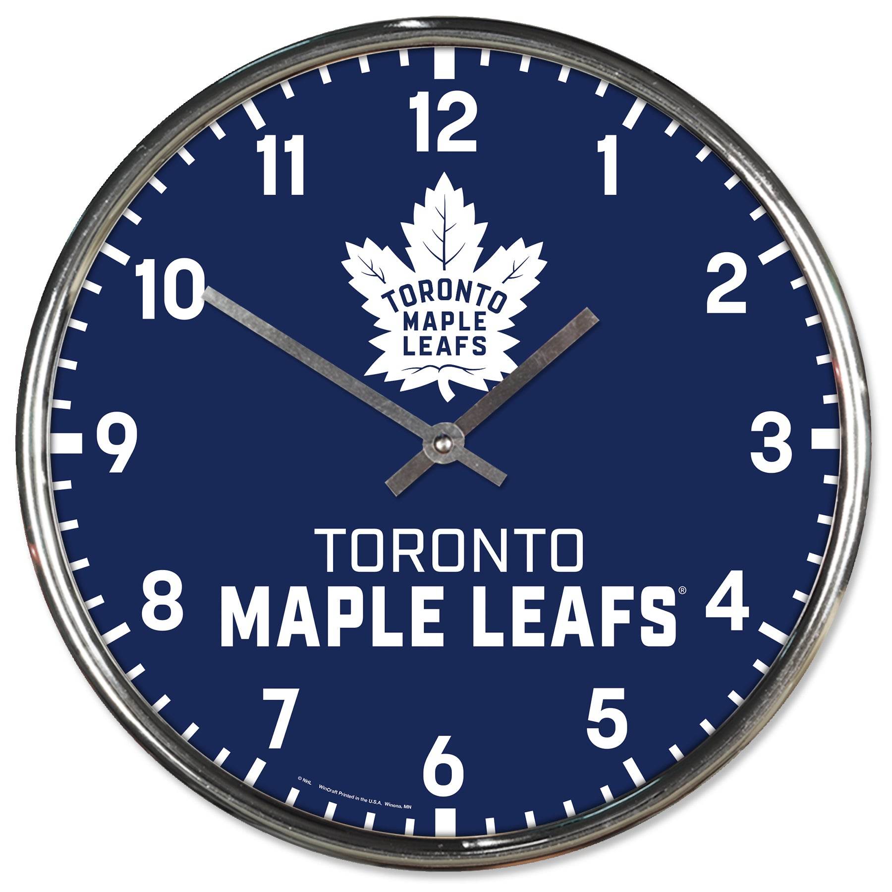 Toronto Maple Leafs Clock Round Wall Style Chrome Finish - ToylandEU