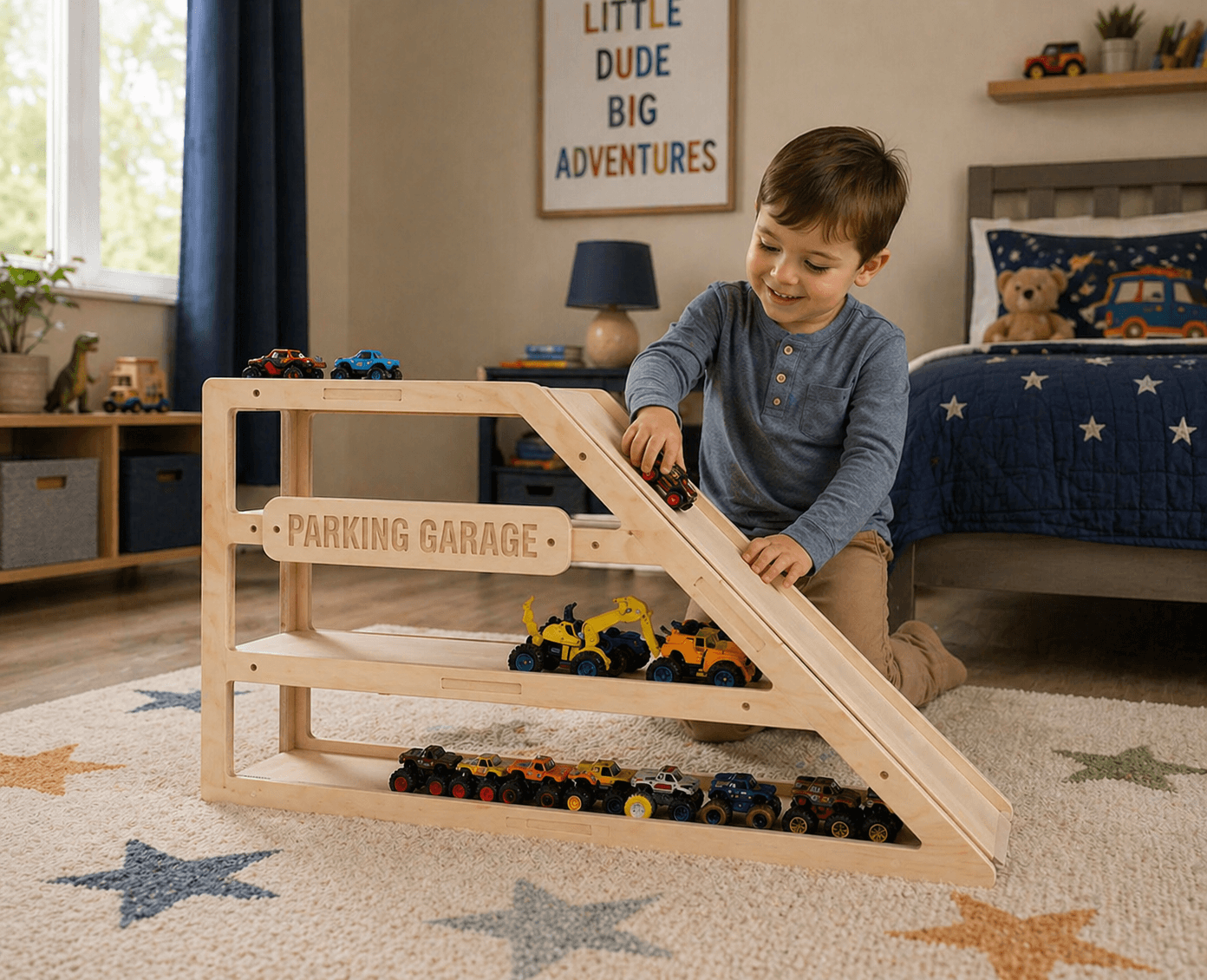 Toy Car Storage Cabinet | Ramp Included | Toylandeu™
