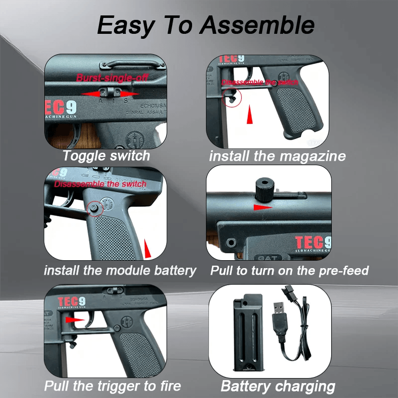  Toy Gun Rechargeable Battery USB Charging Toylandeu 
