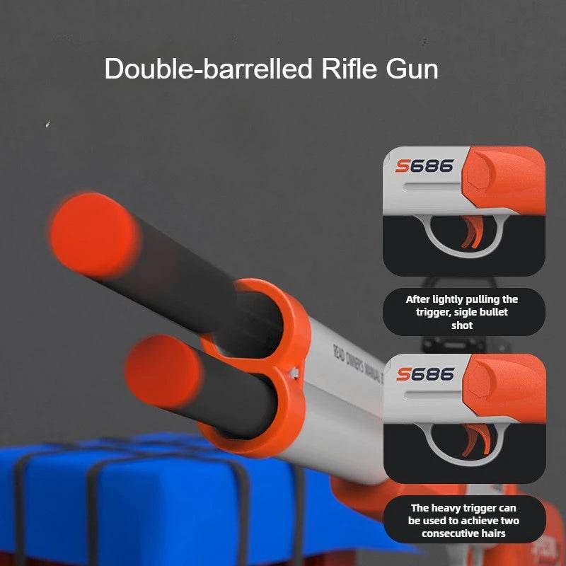 Toy Gun S686 Rifle Double Barreled Airsoft Launcher for Kids - ToylandEU