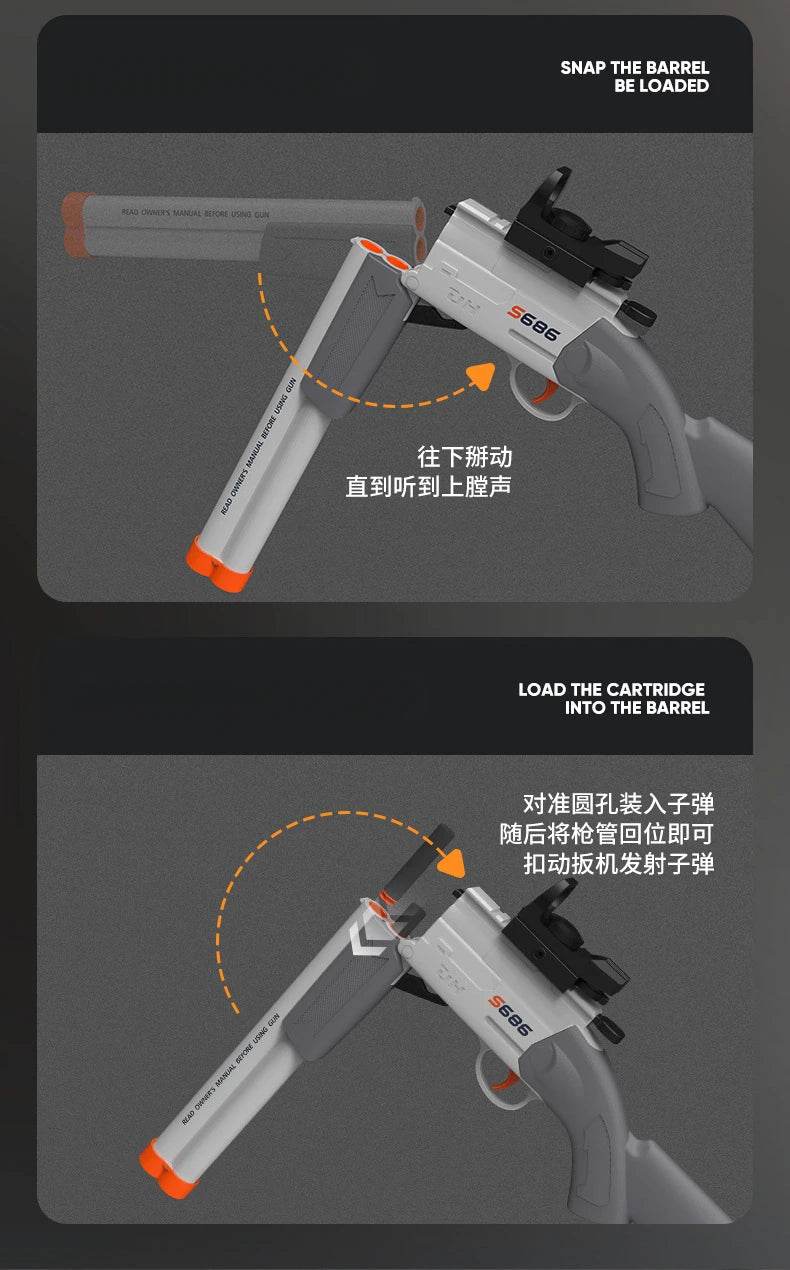 Toy Gun S686 Rifle Double Barreled Airsoft Launcher for Kids - ToylandEU