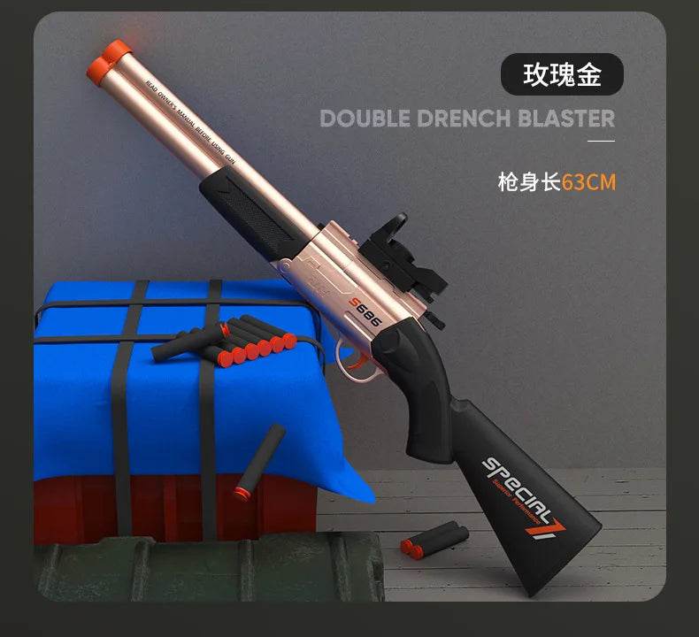 Toy Gun S686 Rifle Double Barreled Airsoft Launcher for Kids - ToylandEU