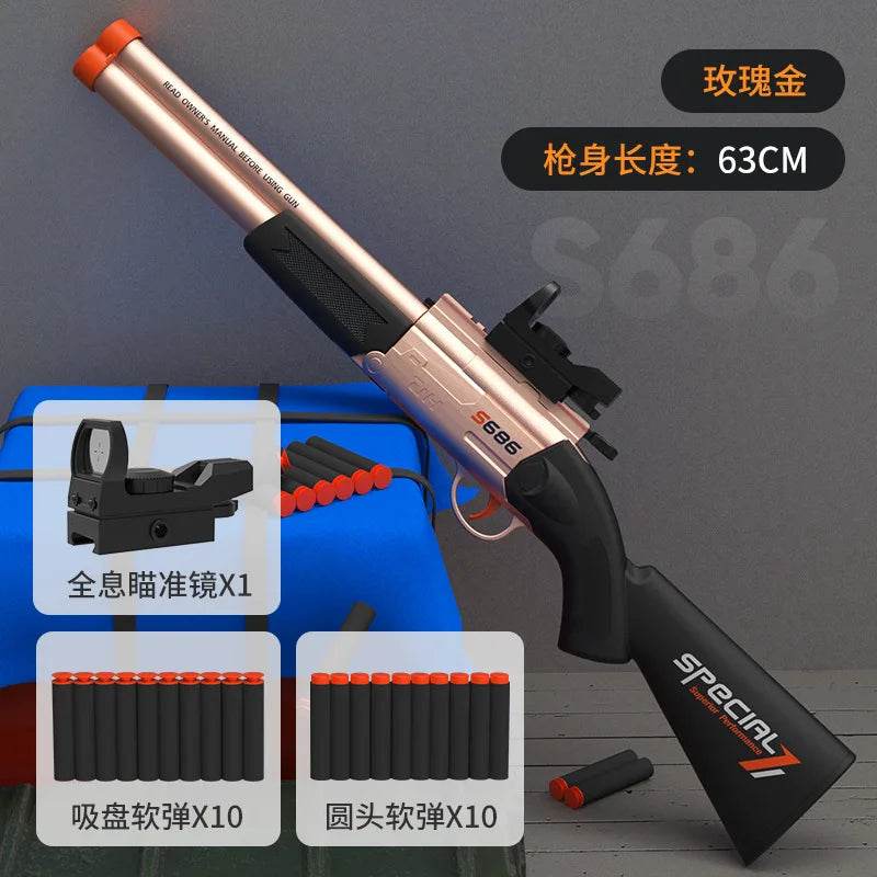Toy Gun S686 Rifle Double Barreled Airsoft Launcher for Kids - ToylandEU