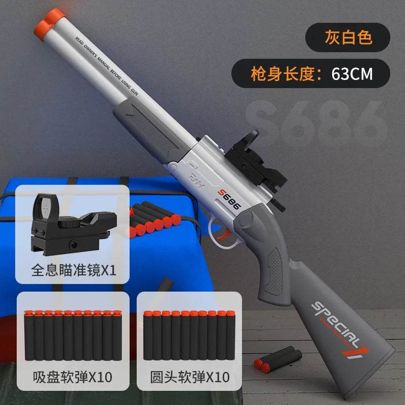 Toy Gun S686 Rifle Double Barreled Airsoft Launcher for Kids - ToylandEU