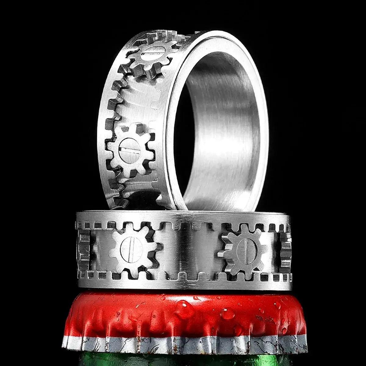  Stainless Steel Ring For Men Fidget Gear Punk Rock -  ToylandEU™