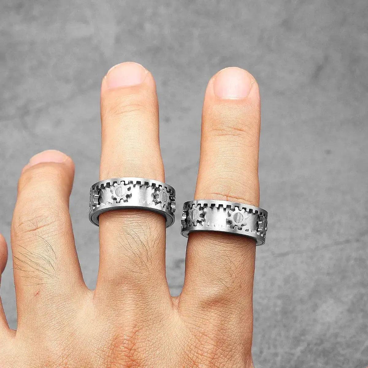  Stainless Steel Ring For Men Fidget Gear Punk Rock -  ToylandEU™
