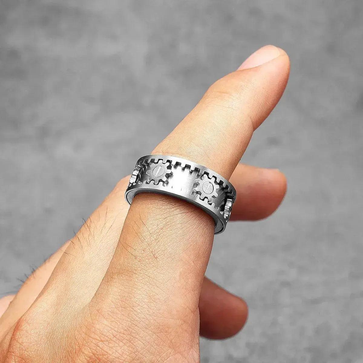 Stainless Steel Ring For Men Fidget Gear Punk Rock -  ToylandEU™