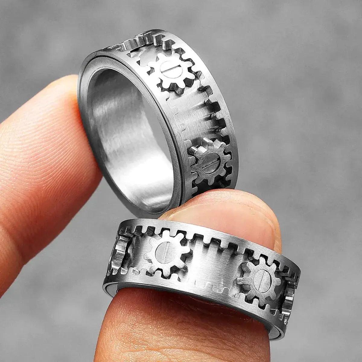  Stainless Steel Ring For Men Fidget Gear Punk Rock -  ToylandEU™