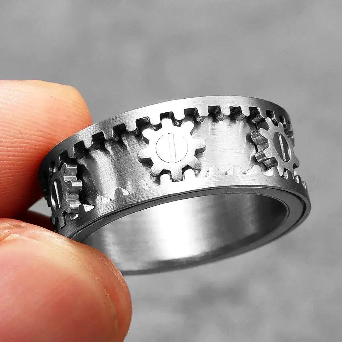  Stainless Steel Ring For Men Fidget Gear Punk Rock -  ToylandEU™