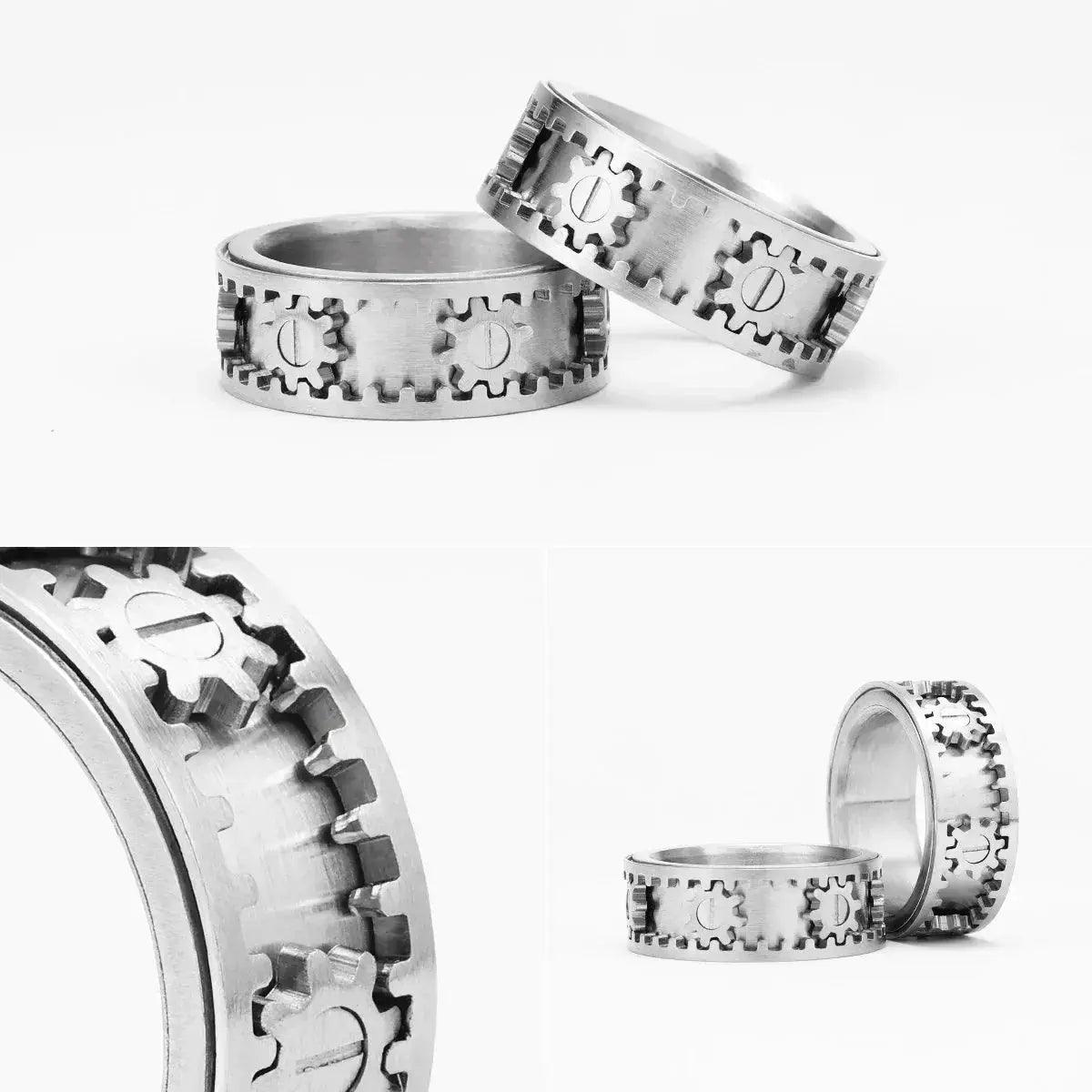  Stainless Steel Ring For Men Fidget Gear Punk Rock -  ToylandEU™