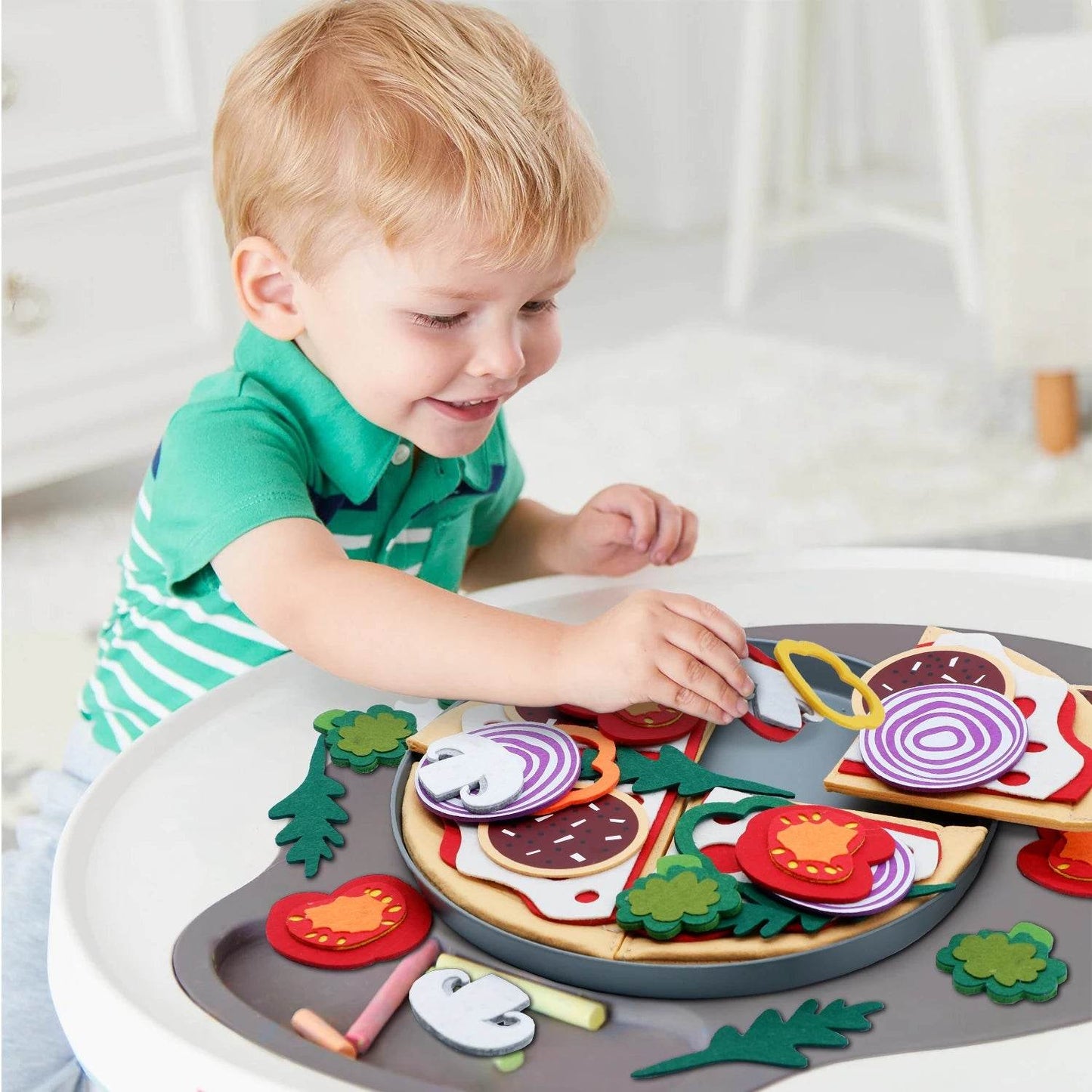 Educational Montessori Pizza Puzzle Set with Removable Toppings for Toddlers and Kids Ages 3 to 6 - ToylandEU