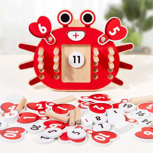 Educational Wooden Counting Peg Board Toy with Crab Design for Montessori Math Learning for Kids Ages 0 to 6 - ToylandEU