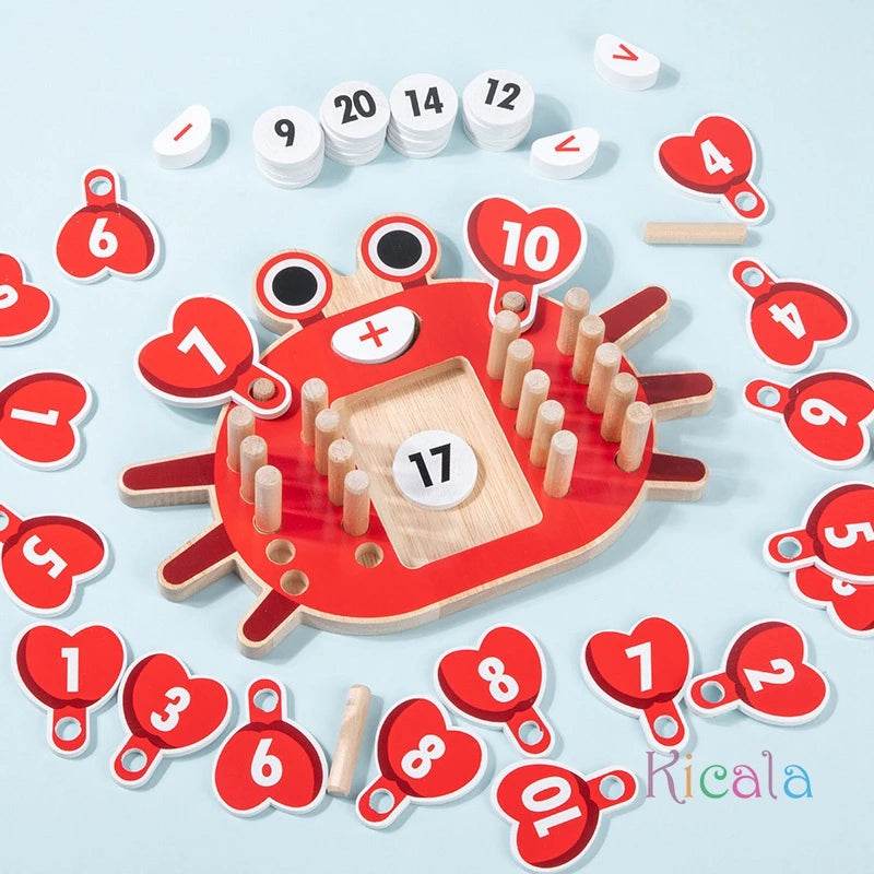 Educational Wooden Counting Peg Board Toy with Crab Design for Montessori Math Learning for Kids Ages 0 to 6 - ToylandEU