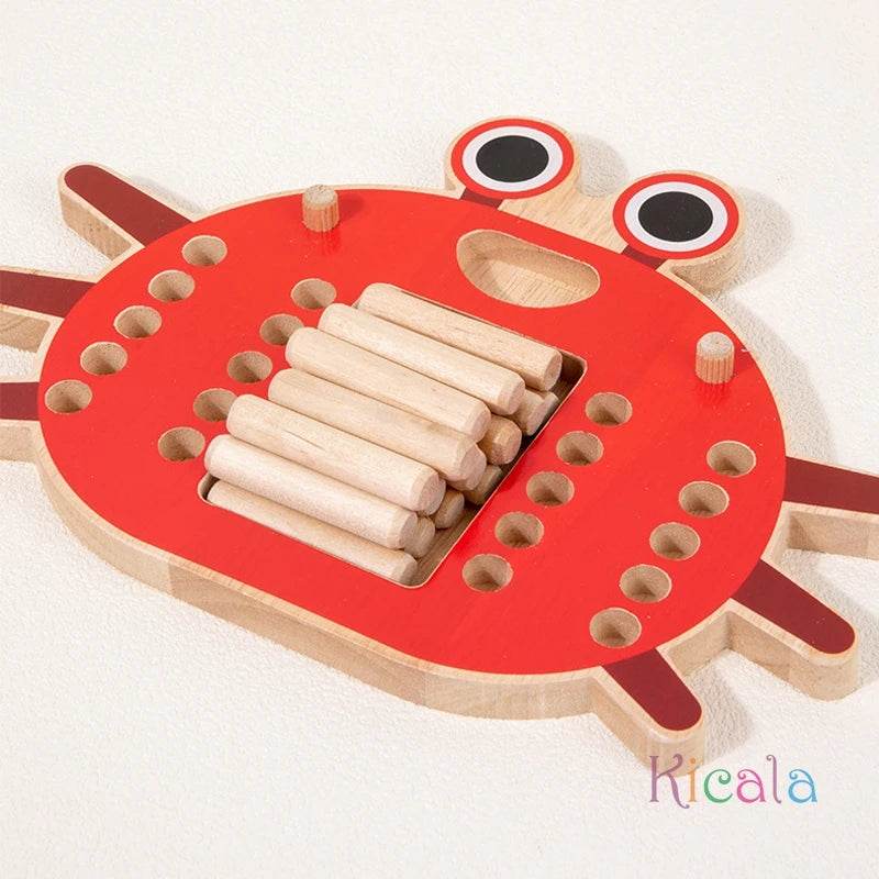 Educational Wooden Counting Peg Board Toy with Crab Design for Montessori Math Learning for Kids Ages 0 to 6 - ToylandEU