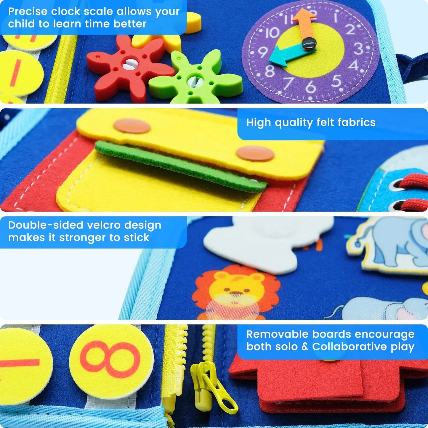 Educational Montessori Busy Board with 25 Activities for Kids Aged 3 to 6 to Enhance Fine Motor Skills and Sensory Learning - ToylandEU