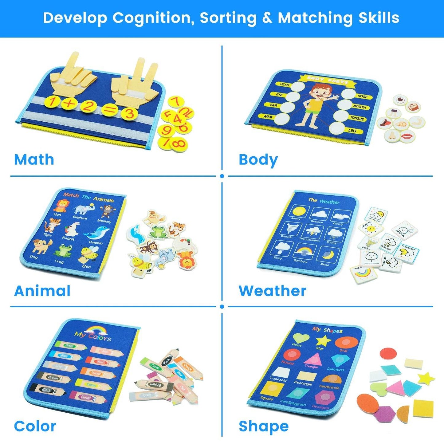 Educational Montessori Busy Board with 25 Activities for Kids Aged 3 to 6 to Enhance Fine Motor Skills and Sensory Learning - ToylandEU