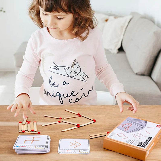 Educational Wooden Montessori Matchstick Puzzle Game for Kids Age 3 to 12 with Logic and Geometry Training - ToylandEU